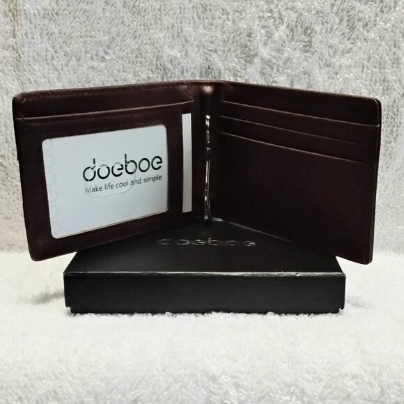 Sealed doeboe Genuine Leather Sim Minimalist RFID Bi-Fold Wallet Coffee Brown!! - Picture 5 of 7